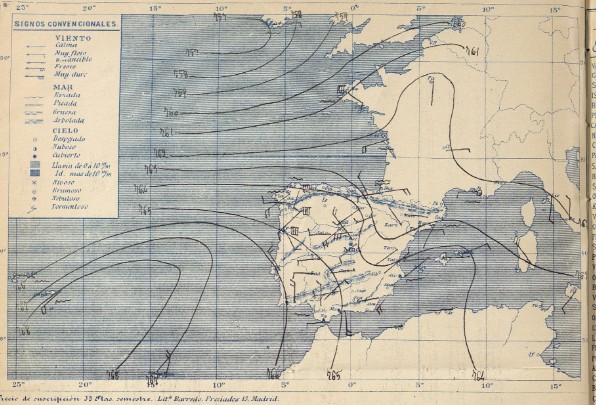 Mapa meteorológico de Europa Occidental
