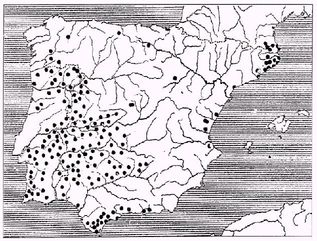 Distribucin del Alcornocal en la Pennsula Ibrica