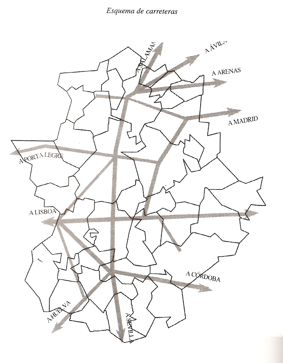 Esquema de las carreteras extremeas