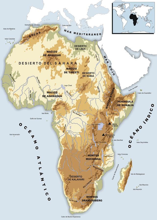 Mapa fsico de Africa